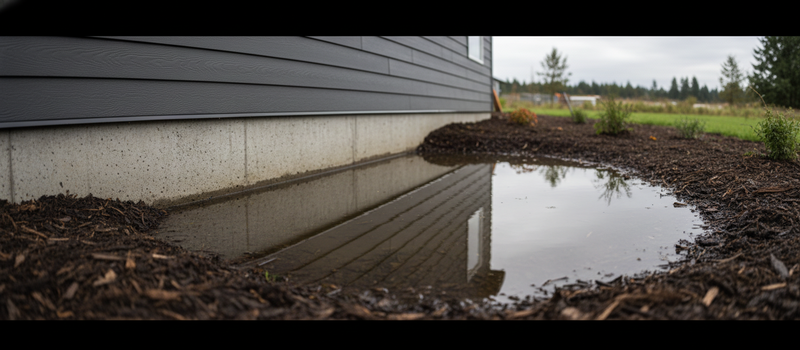 Drainage issue at foundation of new construction home in Pacific Northwest